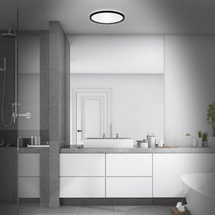 Briloner LED badkamer plafondlamp Slim Drip, zwart, Ø 42 cm, IP44