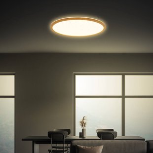Briloner LED plafondlamp Tava Wood, Ø 42 cm, kunststof, 3.000 K