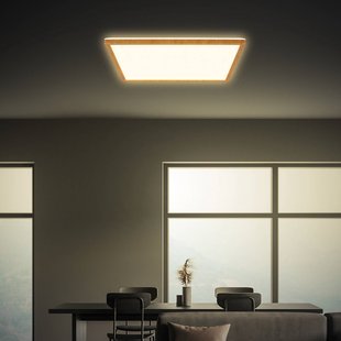 Briloner LED plafondlamp Tava Wood, 42 x 42 cm, kunststof, 3.000 K