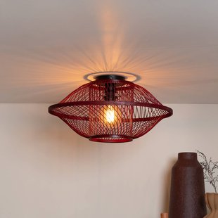 GOOD & MOJO plafondlamp Maui, rood, Ø 50 cm, bamboe, E27