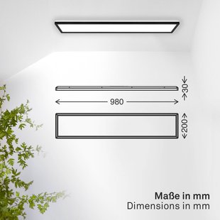 B.K. Licht LED paneel Shallow aan/uit, 98 x 20 cm, zwart, 840 achtergrondverlichting