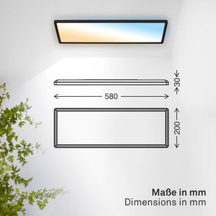 B.K. Licht LED paneel Shallow met afstandsbediening CCT, 58 x 20 cm, zwart,