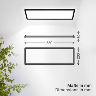 B.K. Licht LED paneel Shallow aan/uit, 58 x 20 cm, zwart, 840 achtergrondverlichting