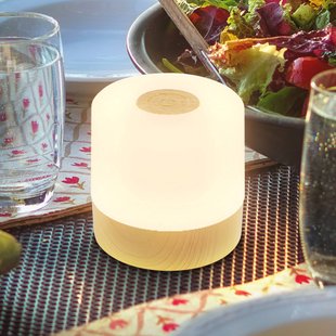 B.K. Licht LED-batterij-tafellamp Cita houtlook, USB-C, 2.700 K, dimmer