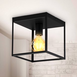 B.K. Licht Plafondlamp Indu, zwart, hoekig, 1-lamp, E27