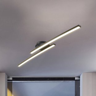 B.K. Licht LED plafondlamp Snore, 2-lamps, zwart, metaal, 3.000 K