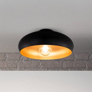 B.K. Licht Plafondlamp Zoe, zwart-goud, metaal, E27
