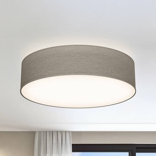 B.K. Licht Plafondlamp Litora, taupe, Ø 38 cm, textiel, E27