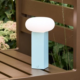 Hübsch LED tafellamp op accu LOW, blauw, hoogte 20 cm, metaal, met dimmer