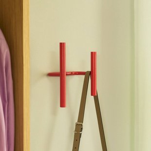 Hübsch Wandkapstok Flip, rood, breedte 20 cm, metaal