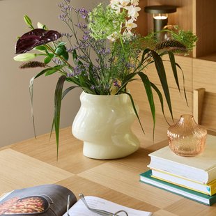 Hübsch Vaas Lote, zandkleurig, hoogte 20 cm, glas