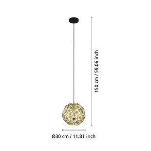 EGLO Hanglamp Skoura, messingkleurig, Ø 30 cm, staal, E27