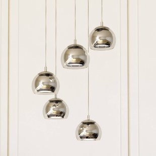 EGLO Hanglamp Rocamar 1, chroom, Ø 59 cm, 5-lamps, metaal/glas