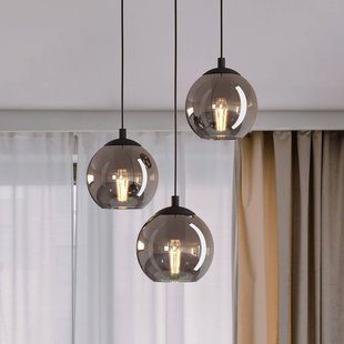 EGLO Hanglamp Ariscani, rookgrijs, Ø 43 cm, 3-lamps, glas, E27