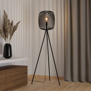 EGLO Vloerlamp Romazzina, zwart, hoogte 141 cm, metaal, E27