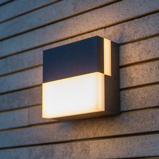 LUTEC LED buiten wandlamp DOMINO, donkergrijs, 14 x 14 cm, IP65