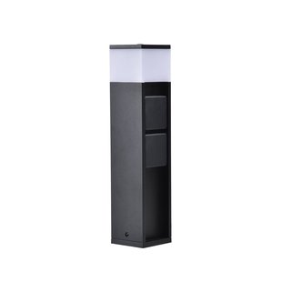 LUTEC LED sokkellamp MAINS, donkergrijs, 37 cm, IP54, 2 stopcontacten