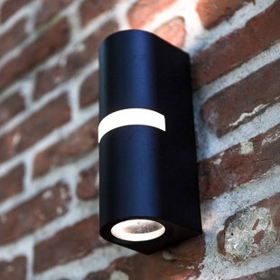 LUTEC Buitenwandlamp MIKA, zwart, hoogte 19 cm, 2 x GU10, IP54
