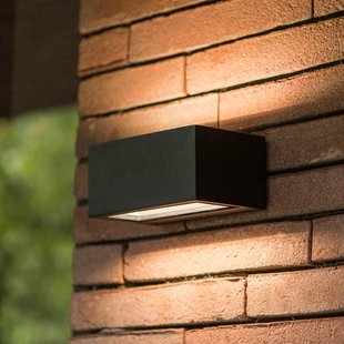 LUTEC LED buiten wandlamp GEMINI, zwart, 14 cm, IP54, naar boven/naar beneden