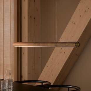 DFTP by Nordlux LED hanglamp Akeno, hout, metaal, dimbaar, 3.000 K
