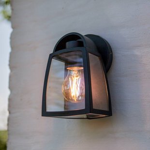 LUTEC Buitenwandlamp KELSEY, zwart, hoogte 20 cm, metaal, IP44 E27
