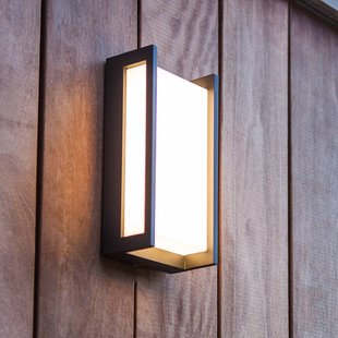LUTEC QUBO LED buiten wandlamp, donkergrijs, hoogte 22 cm, metaal, IP54
