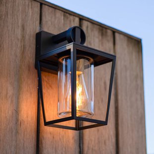 LUTEC Buitenwandlamp WEST, zwart, hoogte 29 cm, metaal, IP44 E27