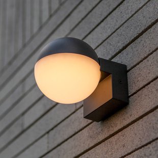 LUTEC LOOMA LED buiten wandlamp, donkergrijs, Ø 10 cm, metaal, IP54