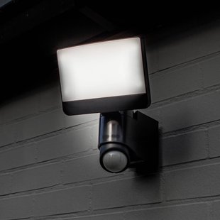 LUTEC LED-sensor-buitenwandspot SUNSHINE, 25 cm donkergrijs IP54