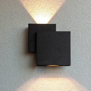 LUTEC LED buiten wandlamp RIALTO, zwart, 20 cm, IP44, naar boven/naar beneden