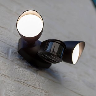 LUTEC LED-sensor-buitenwandspot SHRIMP zwart 20 W 2-lamps IP54