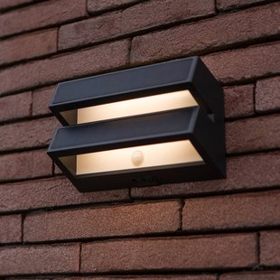 LUTEC LED buiten wandlamp BARLO, donkergrijs 21 cm, sensor, IP54