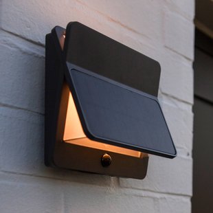 LUTEC ALETA LED buiten wandlamp op zonne-energie, donkergrijs, 18 cm, sensor, IP54