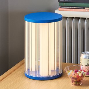 Hübsch LED tafellamp Aru, blauw/transparant, hoogte 30 cm, glas/ijzer