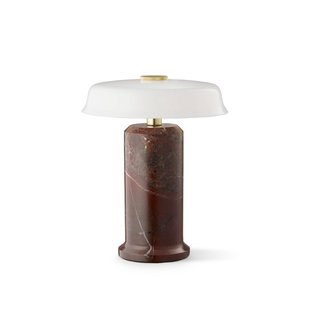 DESIGN BY US LED tafellamp op accu Trip No. 2, bordeauxrood/wit, marmer, glas