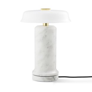 DESIGN BY US LED tafellamp op accu Trip No. 2, carrara/wit, marmer, glas