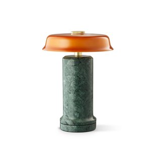 DESIGN BY US LED tafellamp op accu Trip No. 2, groen/amber, marmer, glas