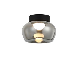 Viokef LED plafondlamp Nadia, Ø 38 cm, rookgrijs, glas