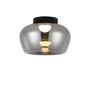Viokef LED plafondlamp Nadia, Ø 38 cm, rookgrijs, glas