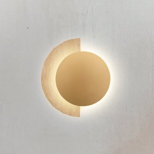 Viokef LED wandlamp Miranda, goudkleurig/beige, hoogte 25 cm, steen