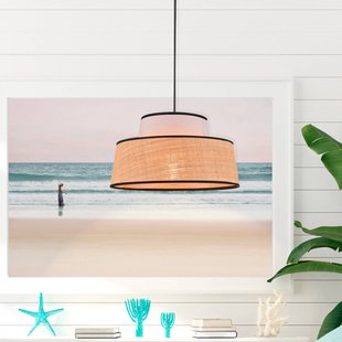 COREP Hanglamp Mallorca, wit/naturel, Ø 38 cm, stof/bast