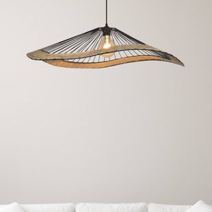 COREP Hanglamp Mekong, zwart, hoogte 18 cm, metaal/rotan