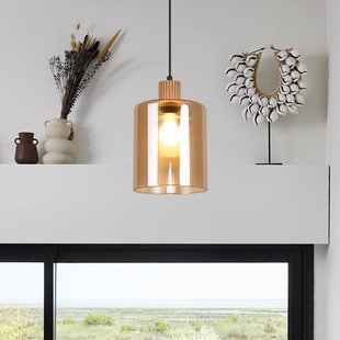 COREP Hanglamp Giovanni, amberkleurig/naturel, Ø 18 cm, glas
