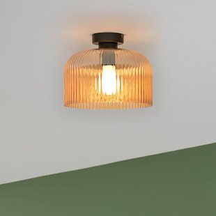 COREP Plafondlamp Luigi amberkleurig/zwart, Ø 25 cm, glas