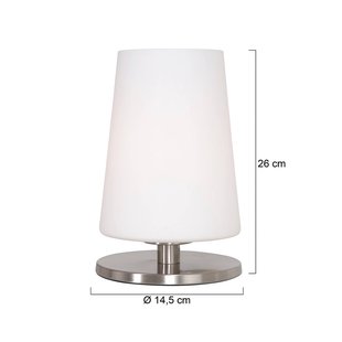 Steinhauer Tafellamp Ancilla, staal, hoogte 26 cm, metaal, glas, E27