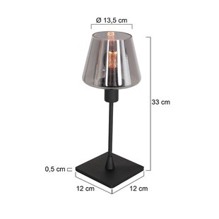 Steinhauer Tafellamp Ancilla, zwart/rookkleurig, 33 cm, metaal, glas, E14