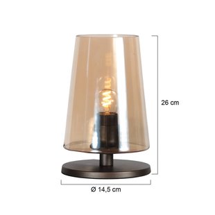 Steinhauer Tafellamp Ancilla bruin/amber, 26 cm, metaal, glas, E27
