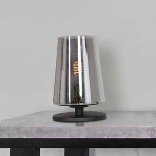Steinhauer Tafellamp Ancilla, zwart/rookkleurig, 26 cm, metaal, glas, E27