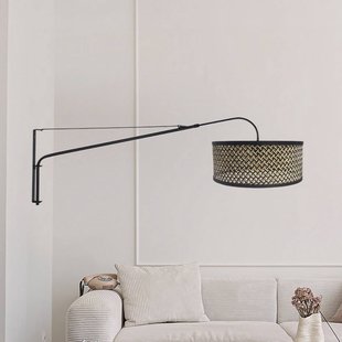 Steinhauer Wandlamp Elegant Classy, zwart/zwart-houten vlechtwerk