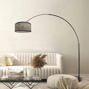 Steinhauer Booglamp Sparkled Light, zwart/vlechtwerk zwart-hout